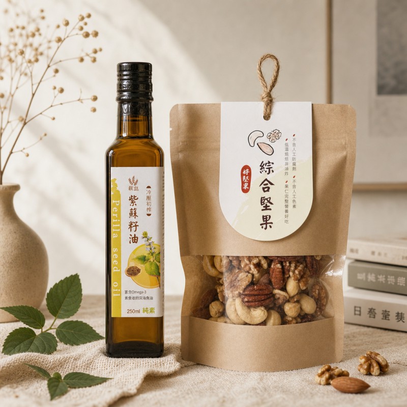 【俐岑營養師專屬】穀穀紫蘇籽油250ml-1瓶+綜合堅果200g-1包