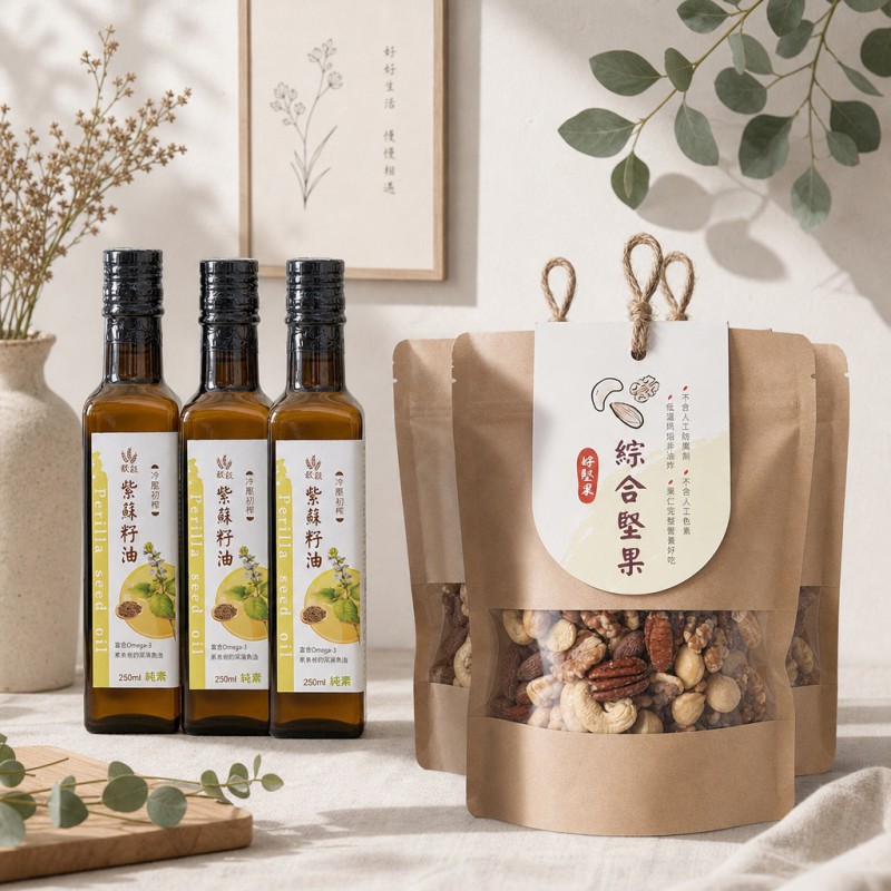 【俐岑營養師專屬】穀穀紫蘇籽油250ml-3瓶+綜合堅果200g-3包