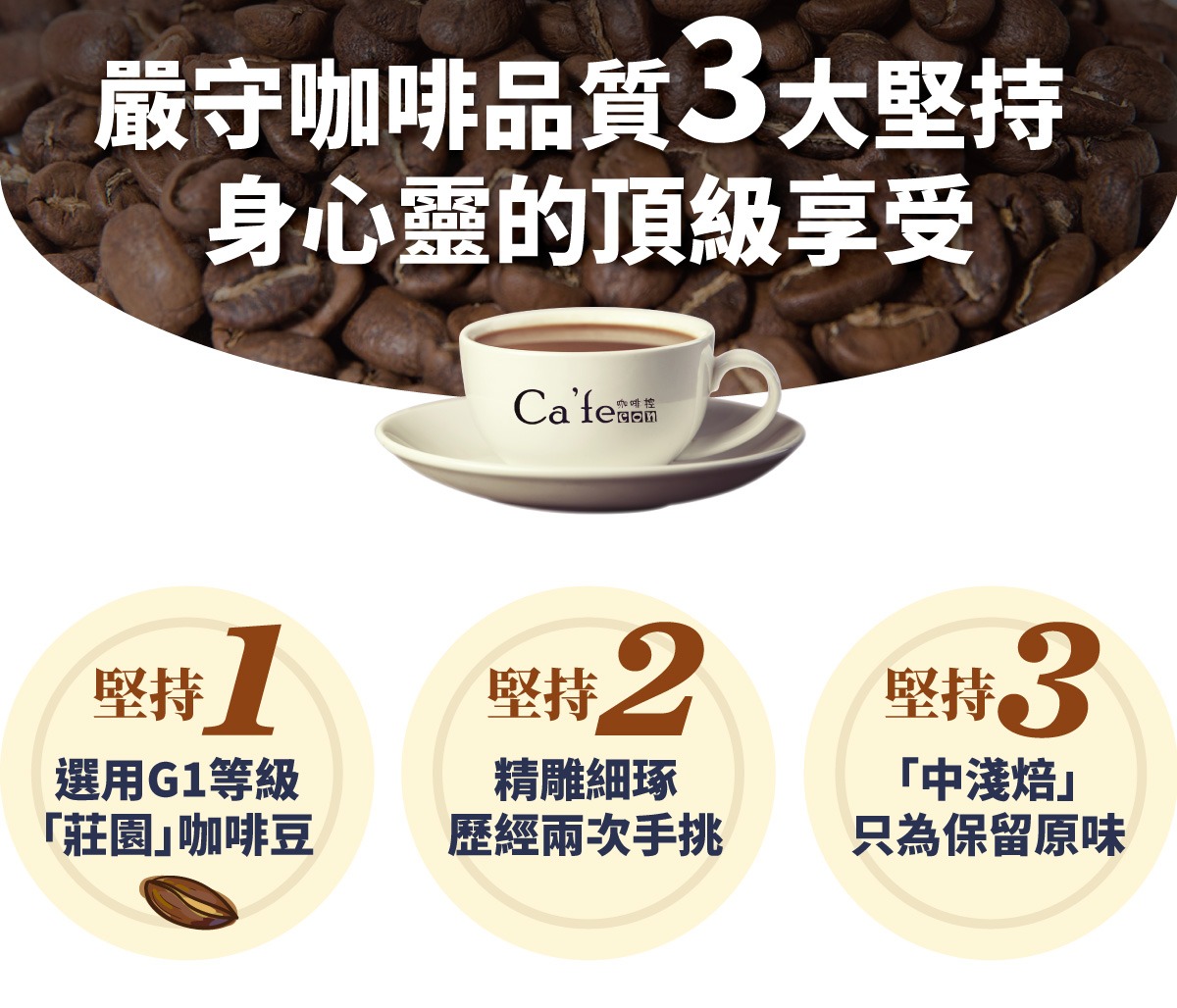 咖啡控 咖啡三大堅持 G1莊園咖啡豆 二次手挑 中淺焙