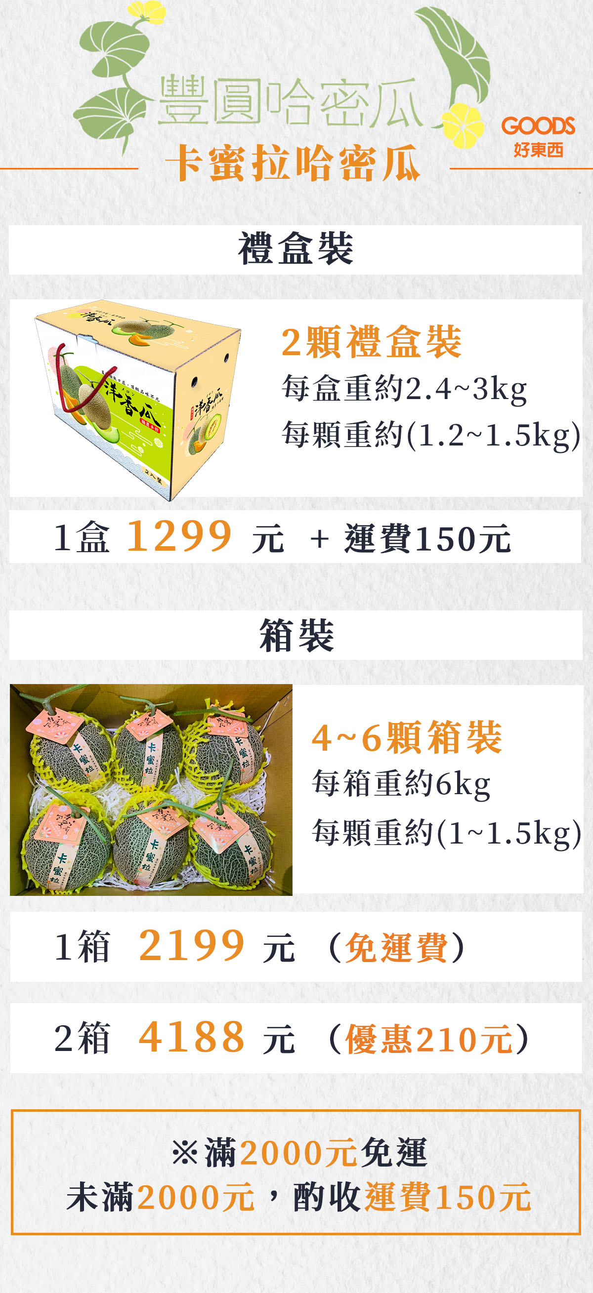 卡蜜拉哈密瓜價目表