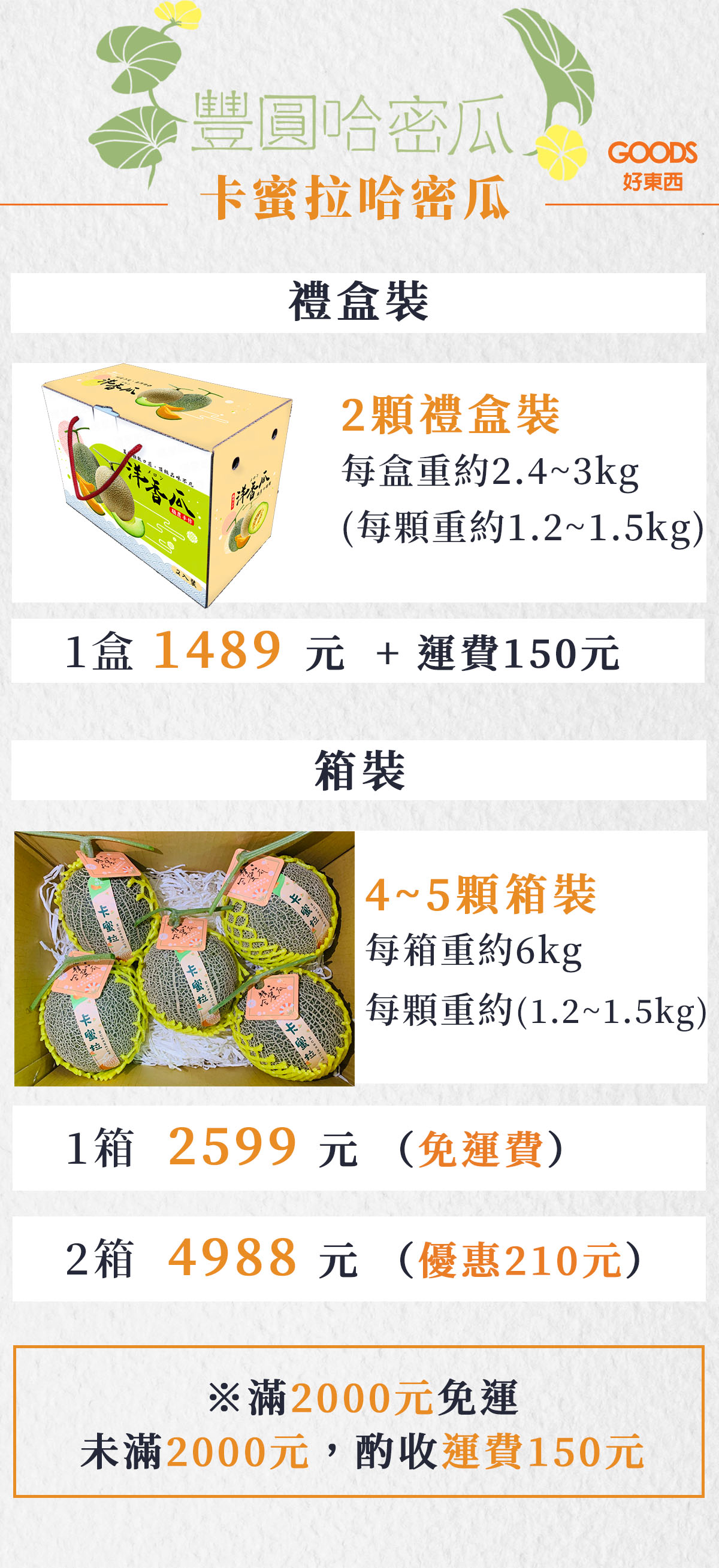 卡蜜拉哈密瓜價目表