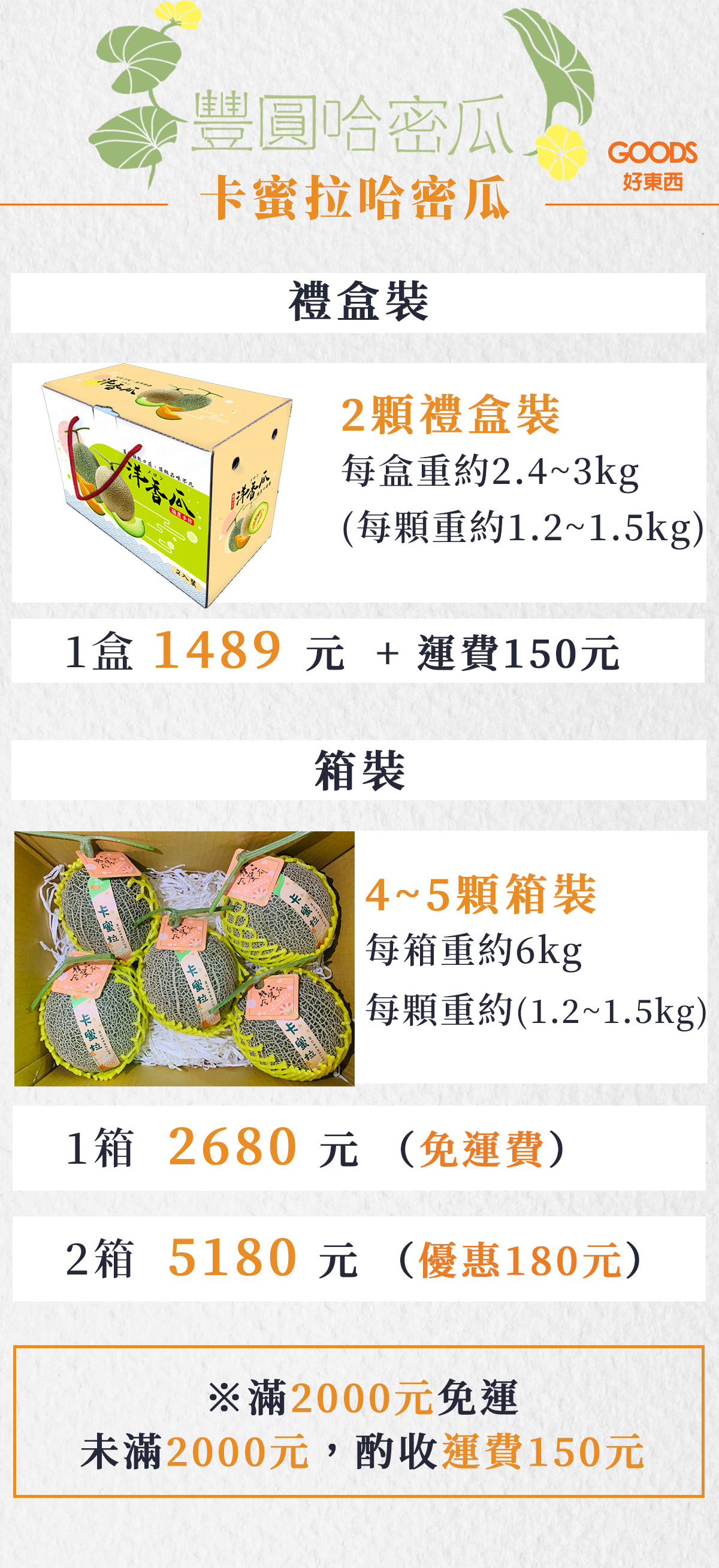 卡蜜拉哈密瓜價目表