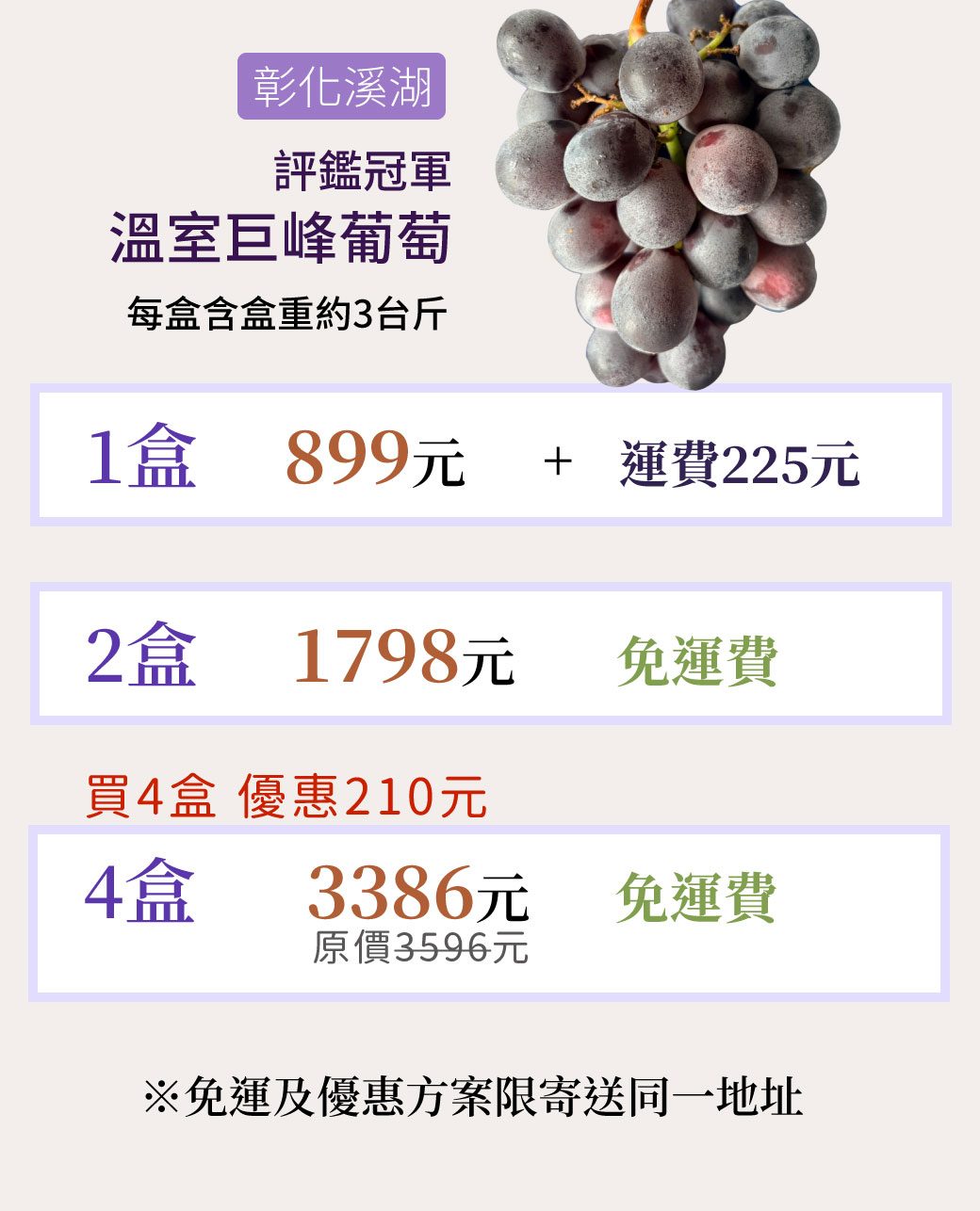 彰化溪湖溫室巨峰葡萄價目表