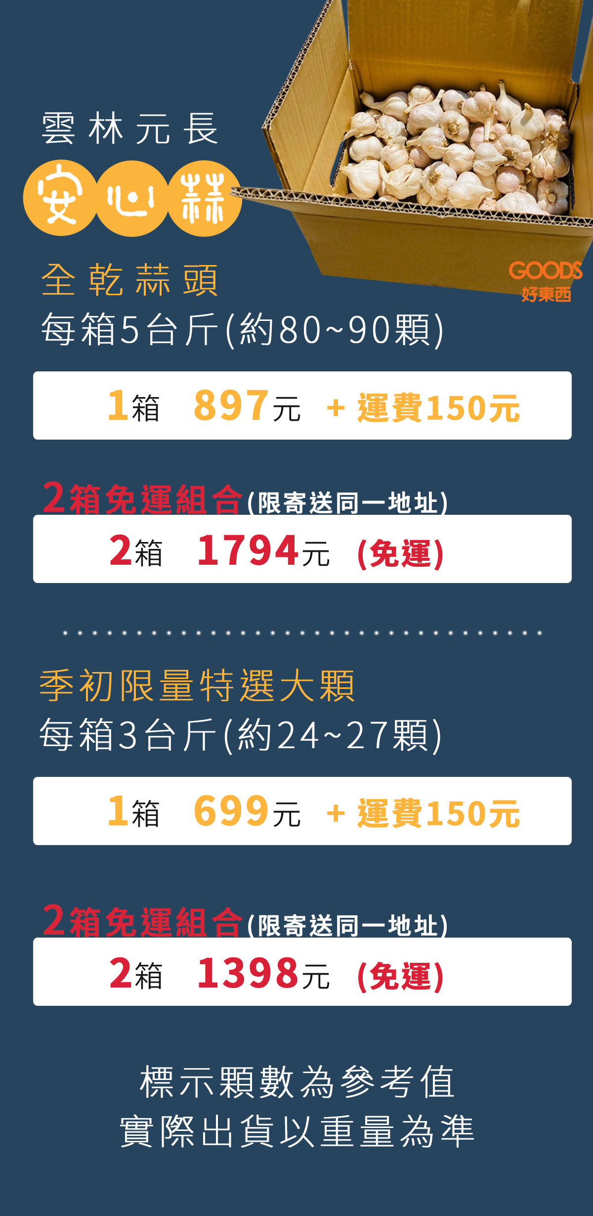 雲林元長安心蒜 全乾蒜頭