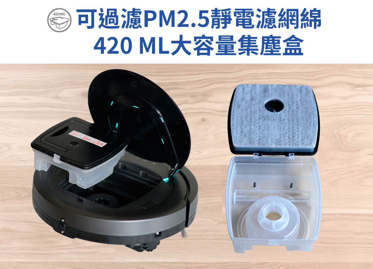 420ML大容量集塵盒+3M靜電濾網綿 大容量清掃過濾髒污