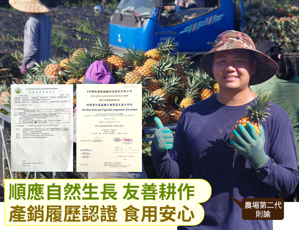 順應自然生長 友善耕作 產銷履歷認證 食用安心