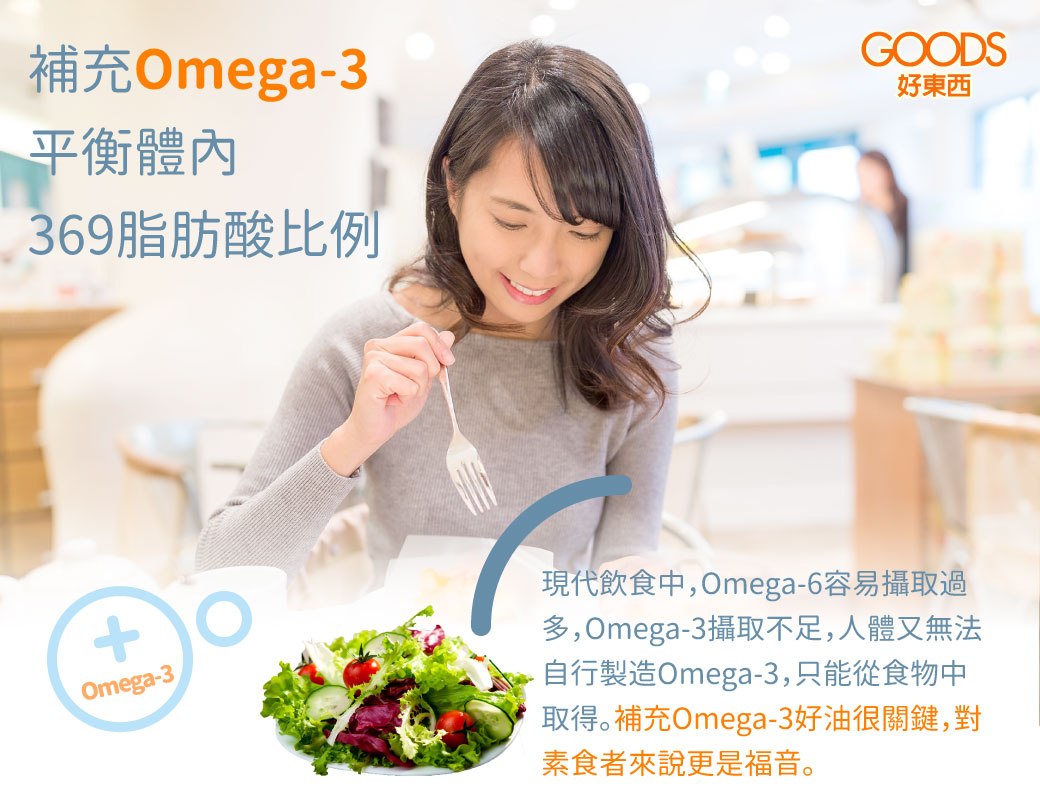 補充Omega-3 平衡體內369不飽和脂肪酸比例 素食者福音